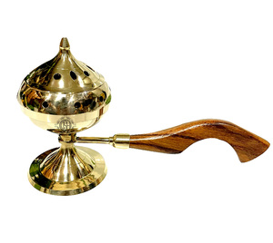 Quemador de incienso de latón con mango de madera, difusor de aromaterapia, soporte para incienso de carbón, quemador de incienso único, ¡gran oferta! - Product Image 6