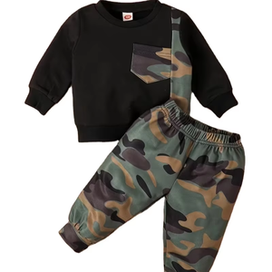 Toddler Baby Boys Pants Set Contrast Color Long Sleeve Crewneck Sweatshirt Pullover Tops with Elastic Waist Sweatpants Infant - Product Image 1
