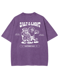 T-shirt en coton surdimensionné imprimé Salt & Light avec logo personnalisé, col rond, manches courtes, jersey tricoté, décontracté pour homme - Product Image 4