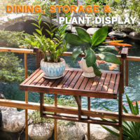 Nouvelle table suspendue de balcon pliante en bois d'acacia portable réglable à montage mural du Vietnam