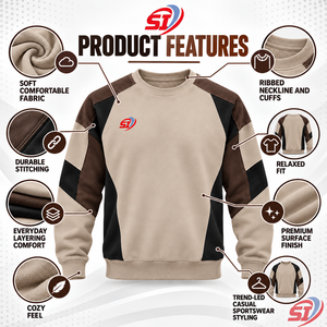เสื้อสเวตเชิ้ตผู้ชายแบบไม่มีปก ผ้าฟลีซนุ่ม สวมใส่สบาย สปอร์ตแวร์ พิมพ์ลายสีเม็ดสี 280 กรัม โพลีเอสเตอร์/คอตตอน รับผลิตแบบ OEM - Product Image 6