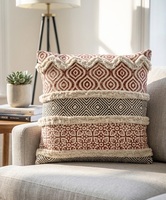 Housse de coussin décorative imprimée à la main, housse de coussin en coton pour canapé, lit, salon, décoration de la maison