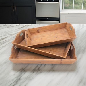 Bandeja Rectangular de Madera Maciza con Acabado Natural, Diseño Moderno, Plato Decorativo para Mesa, Artesanías de Madera, Cajas de Madera y Decoración de Pared - Product Image 5