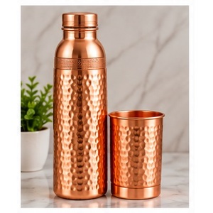 Ensemble de bouteilles d'eau en cuivre faites à la main avec motif d'arbre, vaisselle portable pour usage domestique - Product Image 2