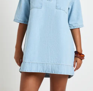 Vestido Midi de Mezclilla con Volantes para Mujer, Moda Casual, Venta al por Mayor, Proveedor de Ropa de Moda Personalizada, Colección de Verano, Ropa de Boutique - Product Image 3