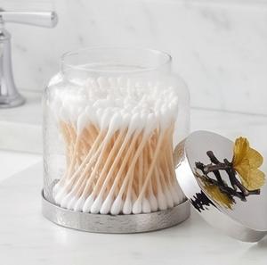 Récipient alimentaire rond en verre avec couvercle en métal, motif floral gravé, pot de rangement minimaliste pour la cuisine et la maison - Product Image 3