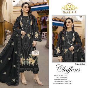 ชุดชีฟองปากีสถานพร้อมงานปักเลื่อมและมุก  ชุดออกงานดีไซเนอร์สำหรับงานแต่งงานและงานเทศกาล - Product Image 4