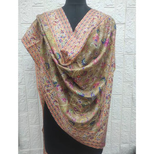 Estolas Bordadas Kalamkari de Alta Calidad, Chal de Mezcla de Lana Fina y Seda Premium, 80% Lana, 20% Seda, Textura Suave y Lujosa, 70x200 cm - Product Image 3