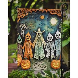 Drapeau multicolore pour patio d'Halloween Squelettes effrayants Papel Picado pour jardin Bannière décorative pour parterres de fleurs Taille du jardin - Product Image 3