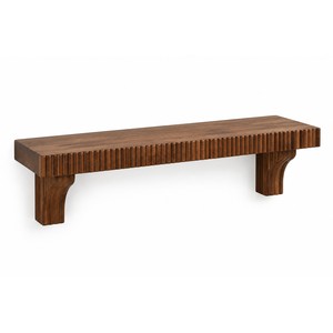 Estante de Pared Acanalado de Madera de Mango al por Mayor - Decoración Rústica para el Hogar Hecha a Mano en Nogal - Product Image 1