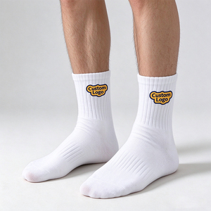 Chaussettes de compression personnalisées avec logo, en Spandex/Polyester/Coton, antidérapantes, respirantes, couleur unie, pour adultes, entraînements décontractés, usage quotidien - Product Image 2