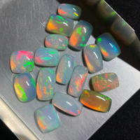 Opale d'Éthiopie naturelle cabochon, lot d'opales coussin multicolores cabochon.
