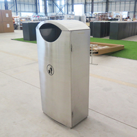 Contenedor de Basura Comercial para Exteriores, Cubo de Basura de Acero Inoxidable, Contenedor de Basura para Exteriores de un Solo Compartimiento, Contenedor de Basura Público