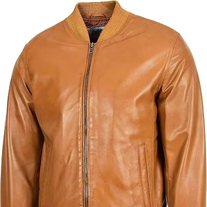 Men <b>Leather</b> Bomber <b>Jacket</b> Soft <b>Leather</b> Construction Durable Design Stylish Look Perfect For Casual Outfits With OEM Service - Product Image 1