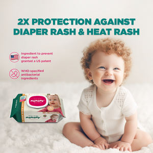 Lingettes pour bébé Mama Tropical Classic, 100 unités, enrichies en lipides de coco, douces et sûres contre les éruptions cutanées, pour l'hygiène de la peau, lingettes humides non tissées. - Product Image 2