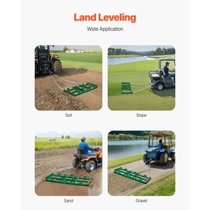 Erpice a traino per impieghi gravosi da 4 piedi con barre regolabili e 72 catene - Livellatrice per vialetti - Rastrello per paesaggistica - Accessori per tosaerba - Product Image 6