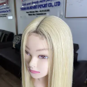 Sale Vietnamese hair extension Closure Wig Blonde color in stock Wholesale Price No Shedding Ready to ship now Genius Weft