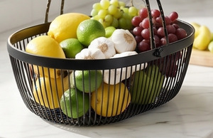 Modern Oval Metal <b>Wire</b> <b>Storage</b> <b>Basket</b> With Handle For Neatening Multi-Purpose Organization Stylish Home Accent - Product Image 4