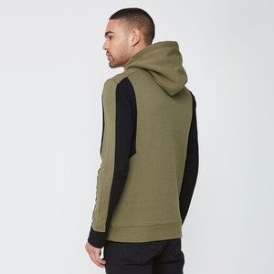 Sweat-shirt décontracté pour homme, vert olive, manches raglan noires, coupe ample, couleur unie, tissu French Terry, vêtement d'automne, 100% coton - Product Image 5