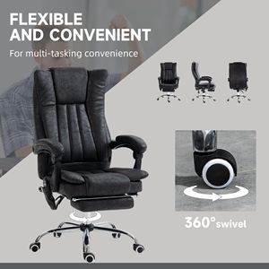 Poltrona da Ufficio Reclinabile con Massaggio a 6 Punti, Altezza Regolabile, Poggiapiedi e Terapia Termica - Nera - Product Image 5
