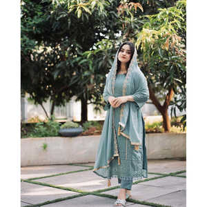 Pd-aarohi นักออกแบบชุดปาร์ตี้สีดำของผู้หญิงชุด dupatta ด้านบนล่างขนาด M 900g สำหรับลุคที่มีสไตล์ - Product Image 5