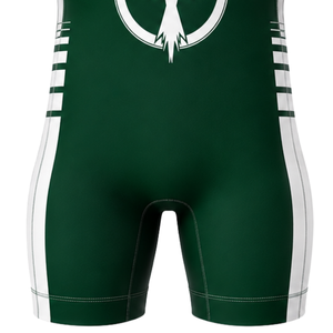 Combinaison de lutte sublimée vert foncé et blanc pour hommes, design numérique, uniforme sportif en polyester, tenue d'entraînement et de compétition - Product Image 6