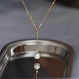 Collar de Perlas de Agua Dulce de Plata S925 con Cadena Ajustable para Clavícula, Perla Redonda de 8mm, Diseño de Alta Gama con Estilo Ins - Product Image 2