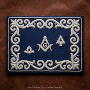Custom Gold Bullion Wire Embroidery Light Blue Velvet Neckpiece Masonic Fraternal Society Regalia Handmade Uniform Insignia - Product Image 6