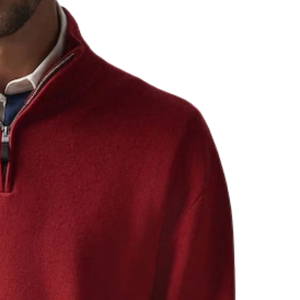 Pull en maille bordeaux pour homme avec col montant et fermeture éclair, manches longues, décontracté, chaud et doux pour l'hiver, qualité supérieure - Product Image 3