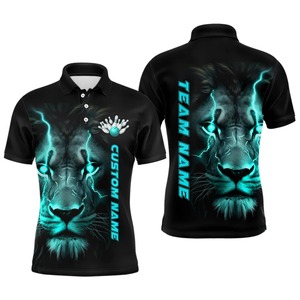 Custom <b>Bowling</b> Polo Shirt Men's Short Sleeve Sublimated Print 100% Polyester Quick Dry Team Name Personalized Front Back Design - Product Image 2