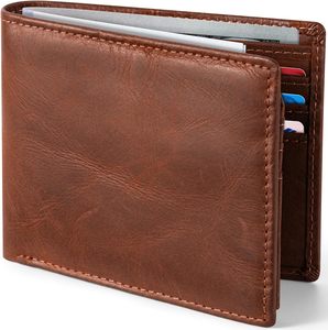 Portefeuille Homme Premium 2026 en Cuir Véritable Tendance Court et Fin à Double Volet avec Fermeture Ouverte, Poche Rabattable et Fenêtre de Sécurité RFID pour Cartes d'Identité - Product Image 1