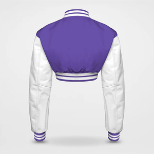 2026 Custom Women's Crop Varsity Jacket with Embroidery Logo Wool Lining Breathable Design High Street Style OEM Service - Product Image 6