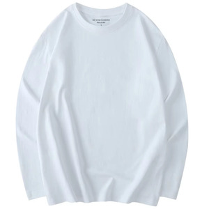 Camiseta de Manga Larga 100% Algodón Jersey Cuello Redondo Color Sólido Camisetas de Hombre de Alta Calidad con Logotipo Personalizado - Product Image 1