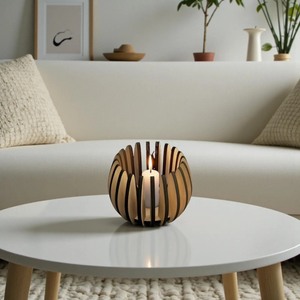 Modernist Wooden Circular <b>Lantern</b> <b>Candle</b> Holder Eco Friendly Home Decoration - Product Image 4
