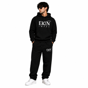 Conjunto de Sudadera con Capucha y Pantalones Rectos al por Mayor, con Logotipo Personalizado, Impresión Serigrafiada, Traje Deportivo Cómodo para Hombre - Product Image 1