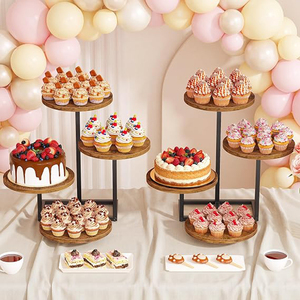 Rustic Wood <b>Cake</b> <b>Stand</b> <b>Set</b> 4 Tier Dessert Display For Wedding Birthday Party Decoration <b>Cake</b> <b>Stand</b> - Product Image 5
