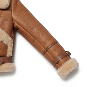Men's Brown <b>Suede</b> <b>Bomber</b> <b>Jacket</b> With Fur Lining Zipper Closure Winter Moto Style Short Length Thick Genuine Leather Coat - Product Image 6