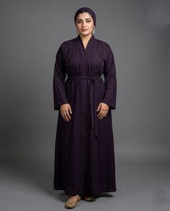 Elegant Mustard Embroidered Abaya With V Neck <b>Long</b> Sleeve Floor Length Modest <b>Dress</b> <b>For</b> Women Daily Wear Middle East Style - Product Image 6