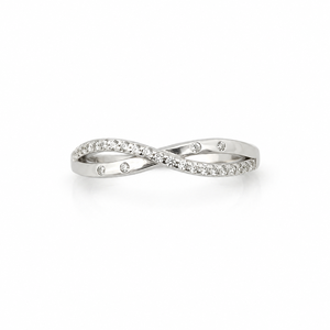 Bague en argent sterling 925 pour femme, motif croisé ondulé avec zircone cubique, finition polie, élégante et moderne, pour usage quotidien, mariage ou fête - Product Image 5