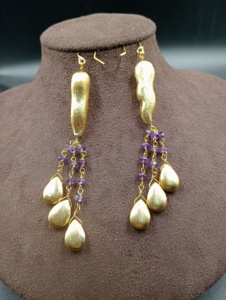 Boucles d'oreilles pendantes bohèmes pour femme, plaqué or, laiton, alliage de zinc, perles, style ethnique, bijoux de mariage - Product Image 4