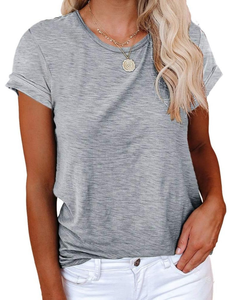 Camiseta de Algodón para Mujer, Moderna, Casual, Corte Regular, Manga Regular, Cuello Redondo, Estilo Urbano, Básica, Suave, Transpirable y Ecológica - Product Image 1