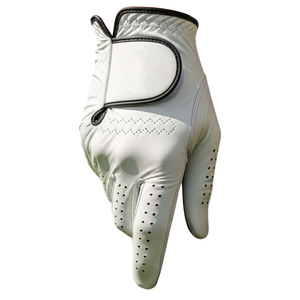 Guante de Golf de Cuero Genuino Blanco para Mano Derecha, Transpirable, Perforado, Antideslizante, con Cierre de Velcro, Unisex, Deportivo - Product Image 3