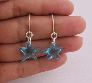 Pendientes de Plata con Topacio Azul en Forma de Estrella, Joyería de Moda para Mujer, Pendientes Colgantes de Estrella Celestial, Joyería de Diseño al por Mayor - Product Image 2