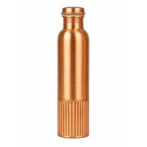 Bouteille d'eau en cuivre pur, design à base côtelée verticale, sans joint, anti-fuite, gourde sportive en métal, vente en gros - Product Image 1