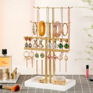 Jewelry Stand Organizer, 32cm Tall Sturdy Metal, 3-Tier Jewelry Holder for Necklace, <b>Earring</b>, Bracelet, Ring, Hanger for Display - Product Image 3