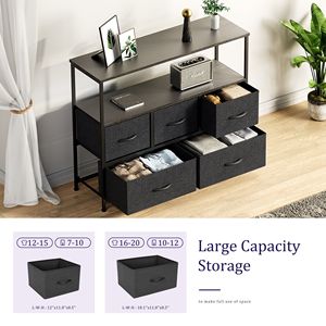 Meuble TV avec tiroirs en tissu, centre de divertissement pour téléviseur de 45 pouces, console multimédia avec étagères ouvertes - Product Image 3