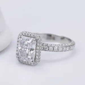Luxury Moissanite Engagement <b>Ring</b> 925 Sterling Silver Halo Bridal <b>Ring</b> for Women Wedding Jewelry - Product Image 5