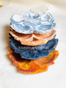 Bandeja para servir frutas secas de resina con cinco compartimentos en forma de hoja de calidad Superior Bandeja de comida de color natural Excelentes platos de resina - Product Image 6