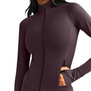 <b>Women's</b> <b>Burgundy</b> Long Sleeve <b>Jacket</b> High Neck Fitted Activewear Gym Workout Sports Top Slim Fit Athletic <b>Jacket</b> Custom OEM - Product Image 5