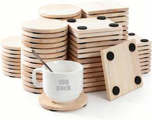 Sous-verres en résine pour loisirs créatifs, ronds vierges de 4 pouces, lot de 50, 50 coussinets antidérapants, pour peinture et gravure DIY, design moderne - Product Image 1